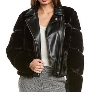 Elie Tahari Mixed Media Moto Jacket ⭐